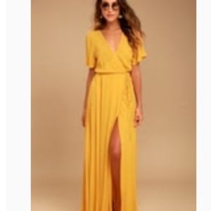 Much Obliged Golden Yellow Wrap Maxi Dress
